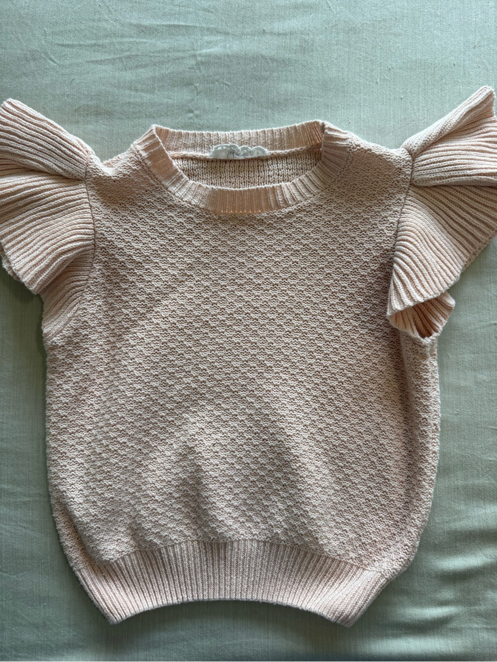 Sadie & Sage Blush Ruffle Cap Sleeve Ruffle Knit Top